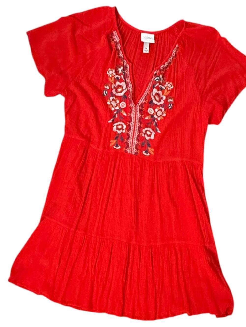 Knox Rose Red Embroidered Peasant Dress – Size M